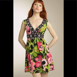 NWOT Nanette Lepore Floral “Mama Didn’t Lie” Beaded Dress Size 6